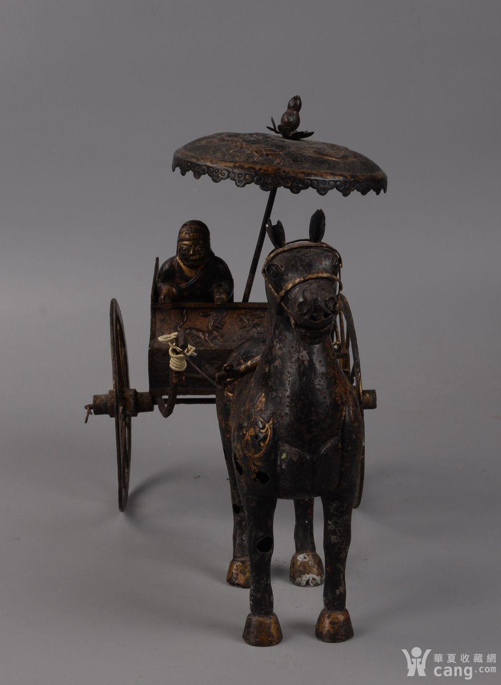 欧洲回流铜鎏金人物马车