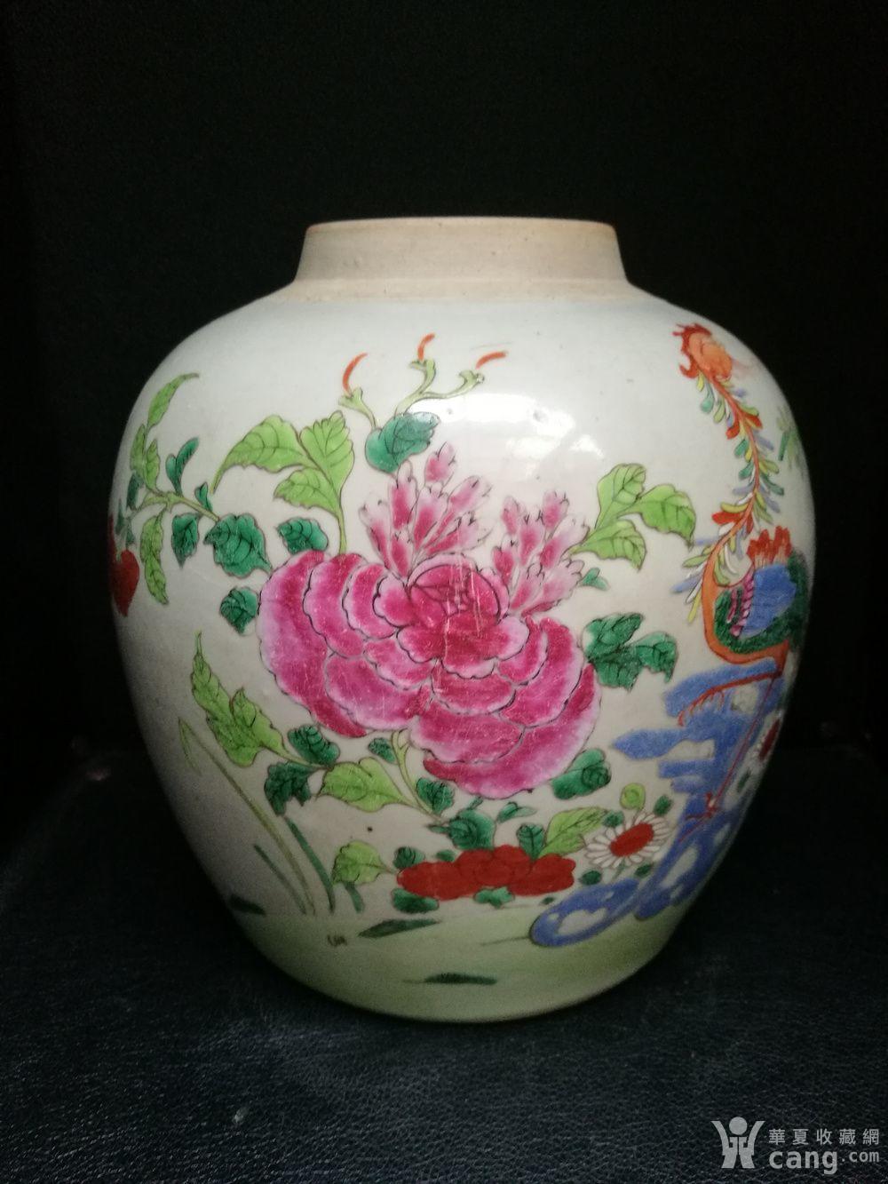 清雍正五彩凤穿牡丹大罐