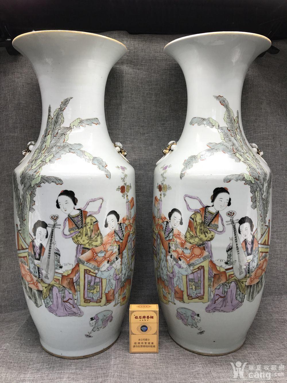 民国余同昌作教子篇大瓶一对