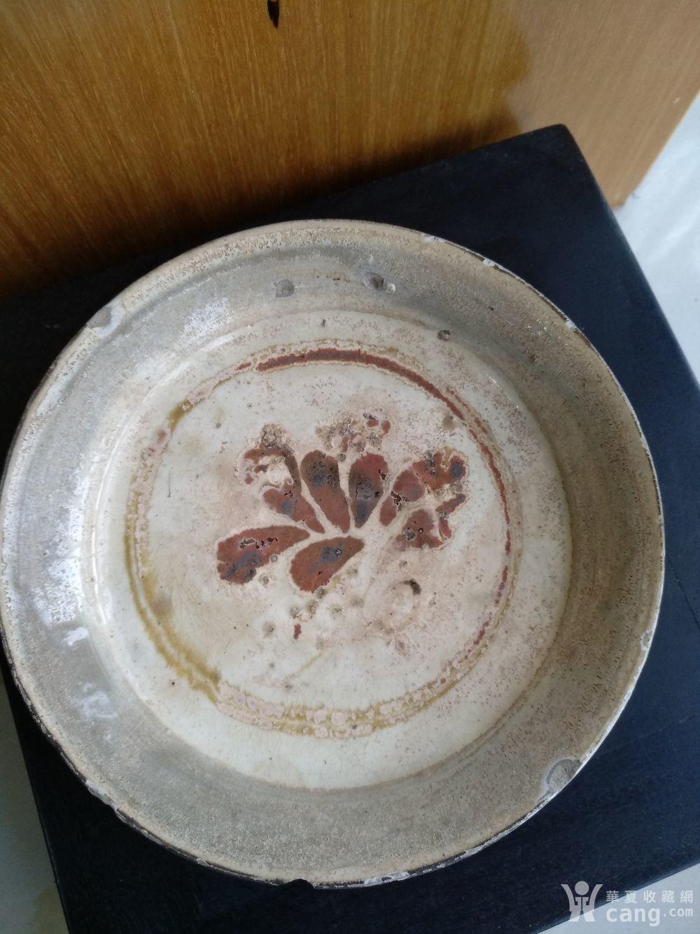 宋磁州窑褐小底足.口径13.8cm.