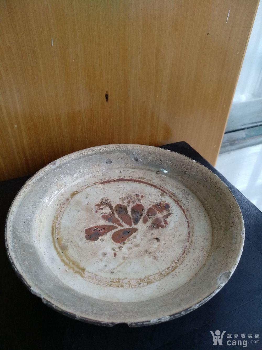 宋磁州窑褐小底足.口径13.8cm.