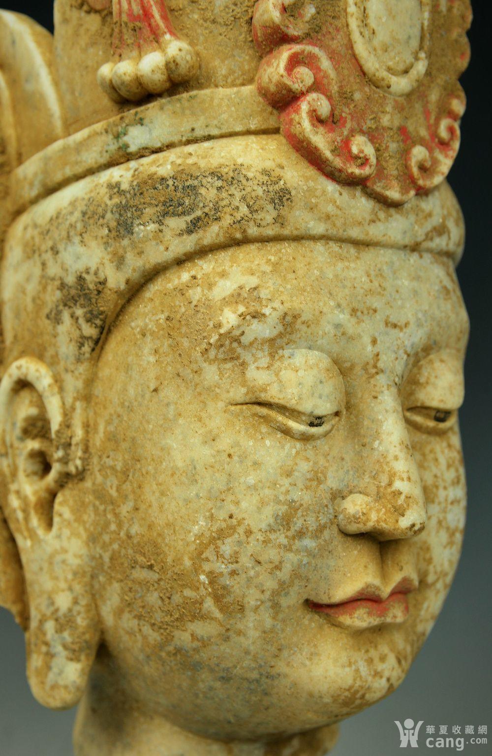 欧美回流 北魏时期汉白玉石雕刻佛头像