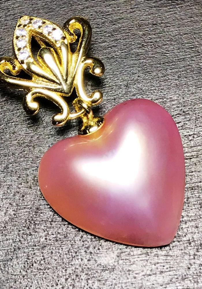 完美无瑕粉色心形珍珠!日本akoya海水珍珠马贝珍珠精美吊坠