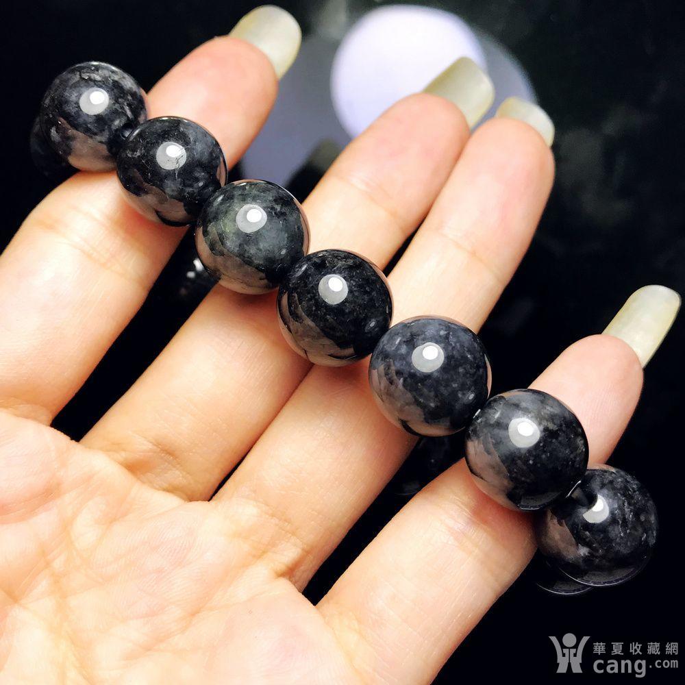 天然缅甸a货翡翠特色黑翠乌鸡种13mm圆珠手串!