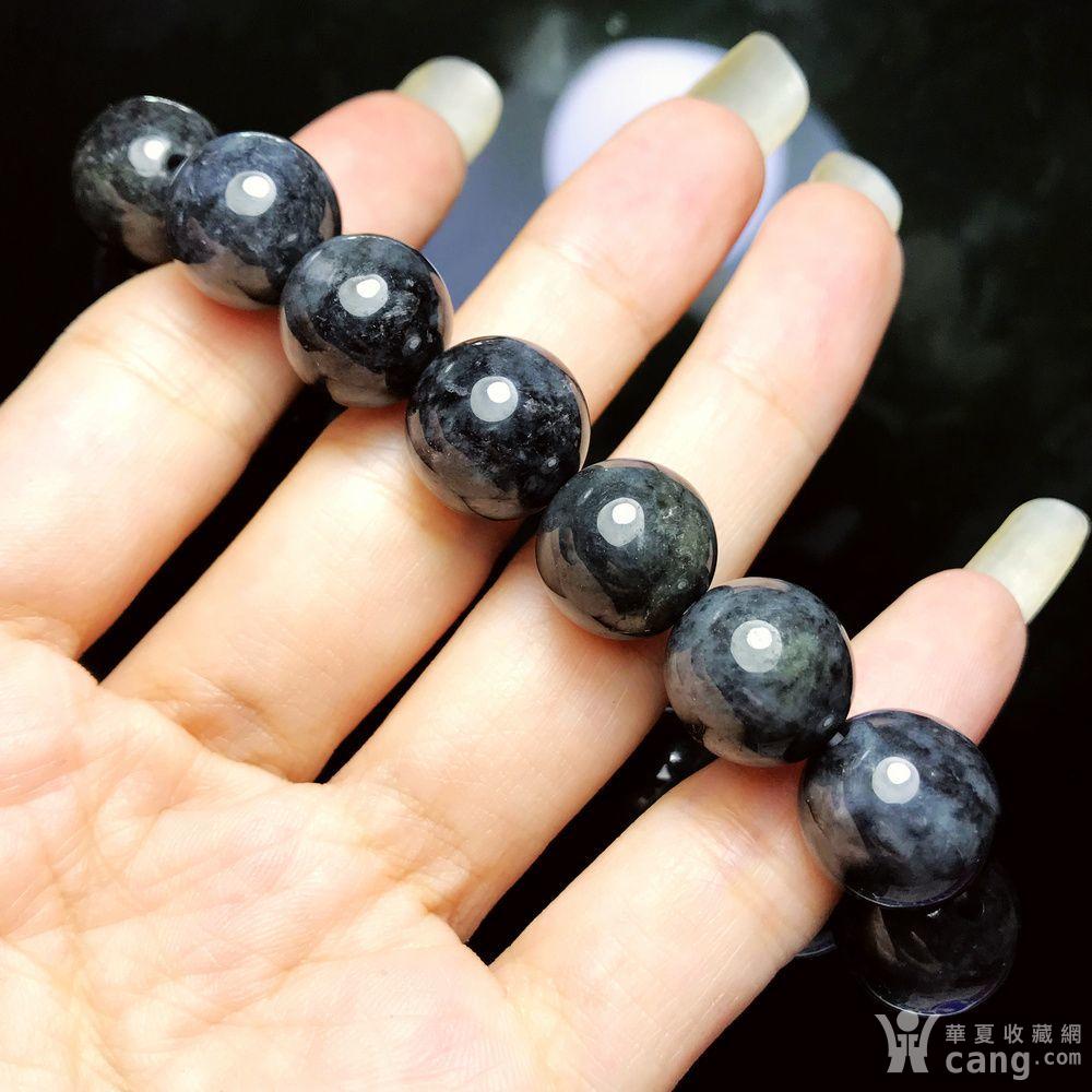 天然缅甸a货翡翠特色黑翠乌鸡种13mm圆珠手串!