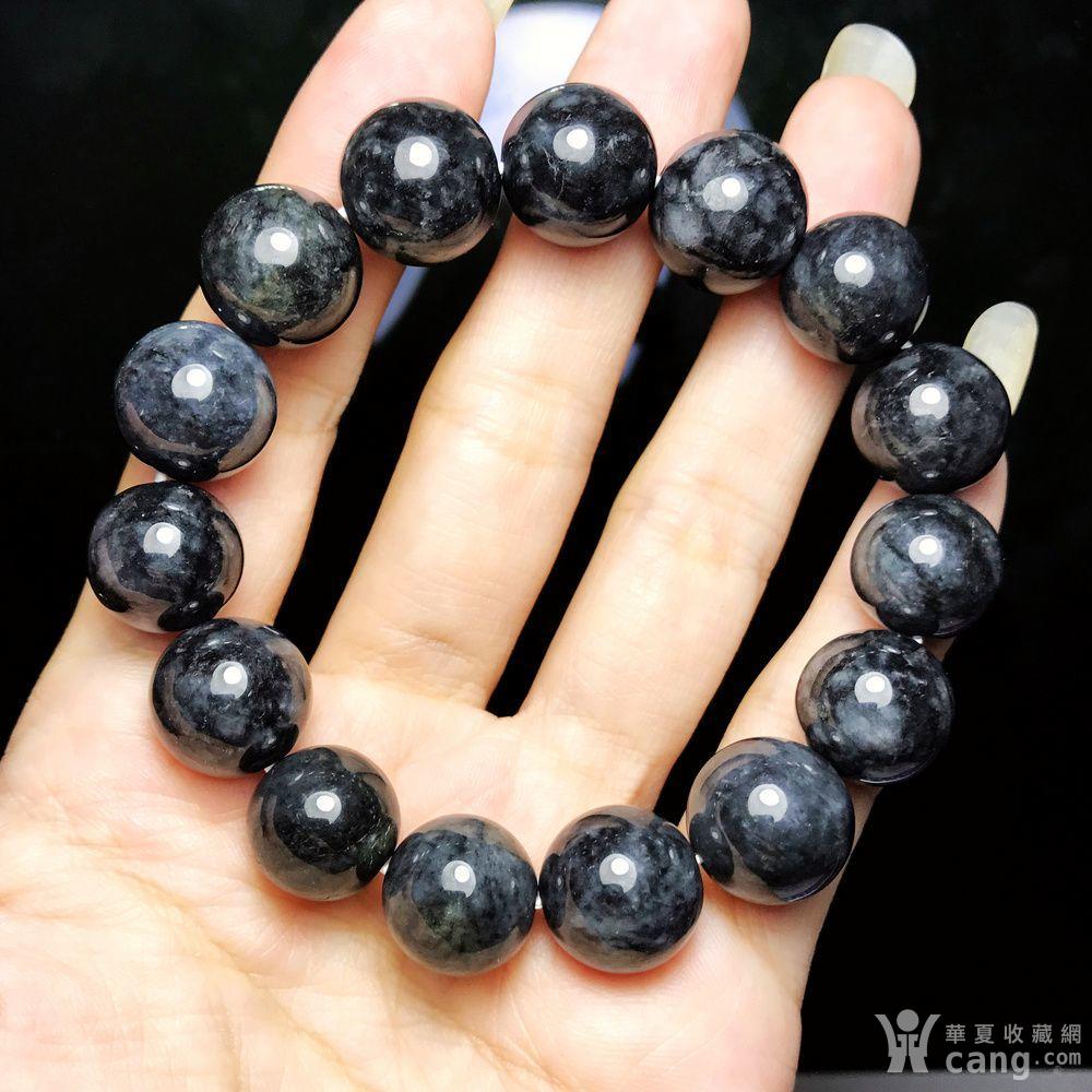天然缅甸a货翡翠特色黑翠乌鸡种13mm圆珠手串!
