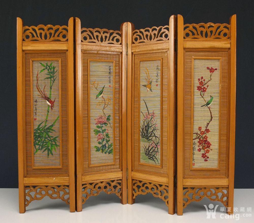 晚清民国山水人物 草竹叶 屏风