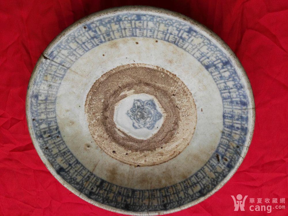 明代梵文寿字纹青花大盘