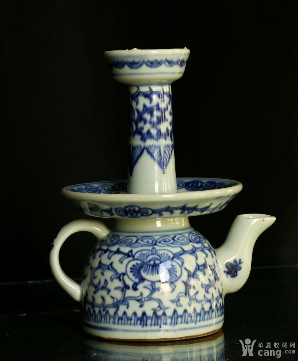 清晚期嘉道民窑青花油灯灯盏