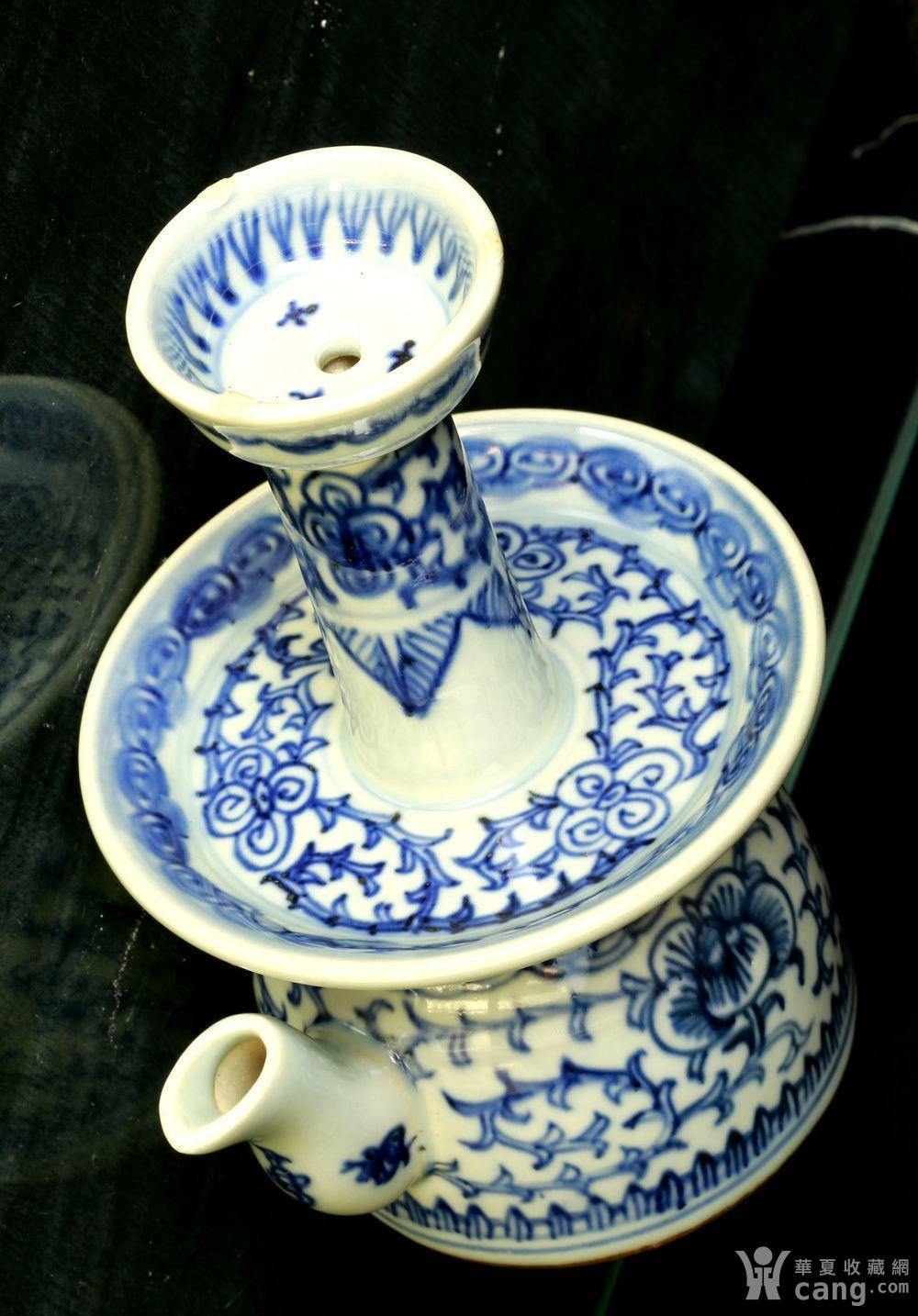 清晚期嘉道民窑青花油灯灯盏