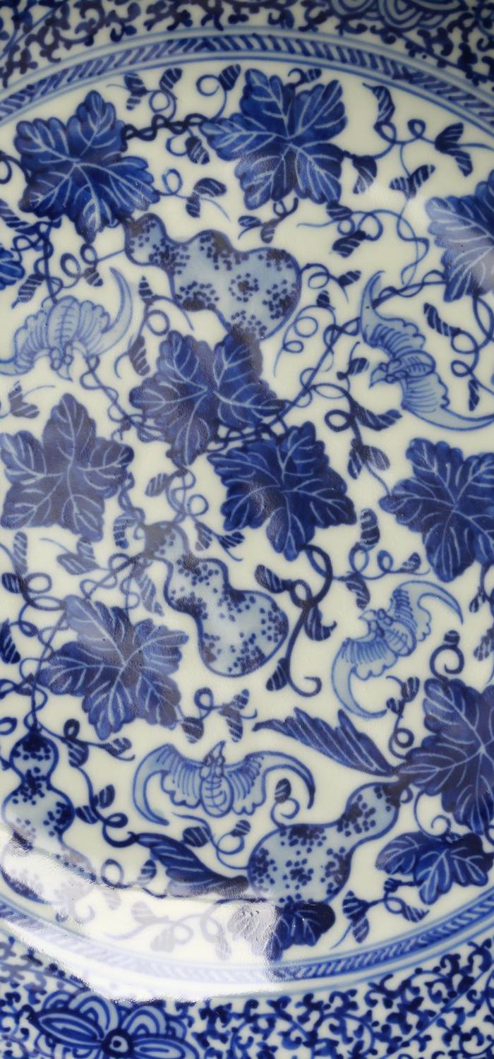 议价,清康熙 官窑 青花植物花卉福寿纹盘子