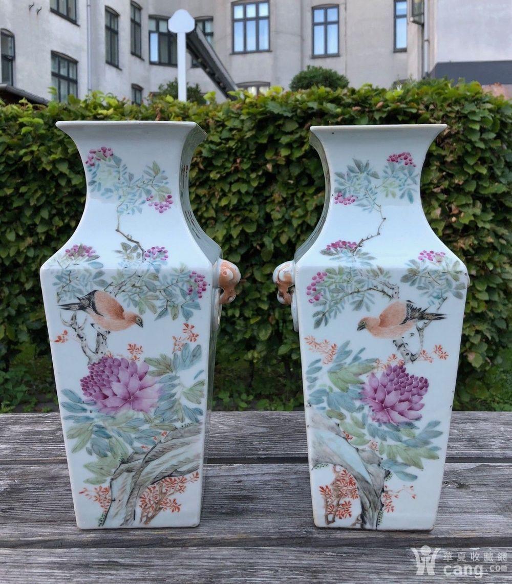 名家方家珍四方花瓶一对