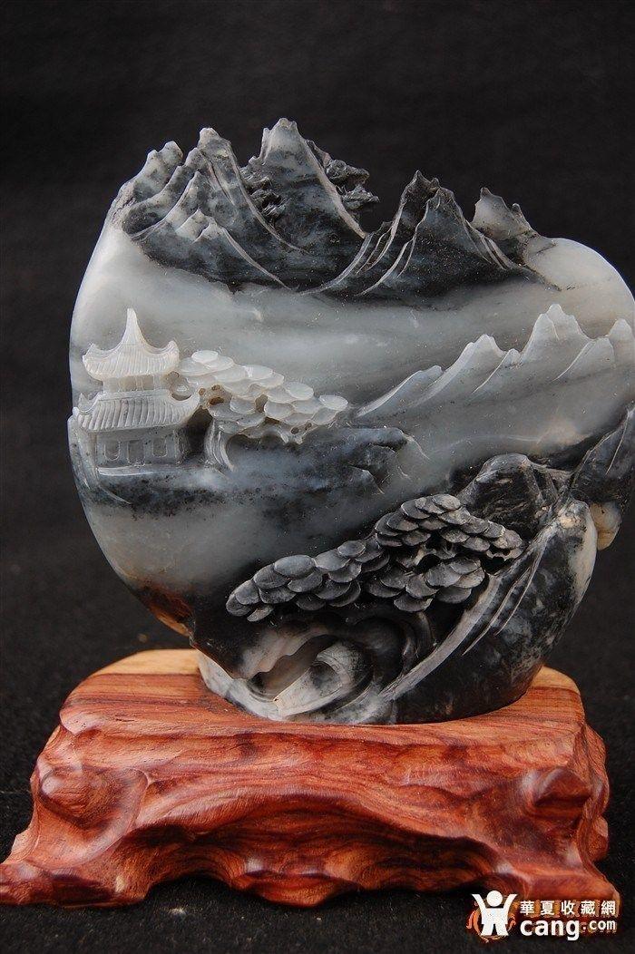 珍藏品 和田青花籽料摆件山水画