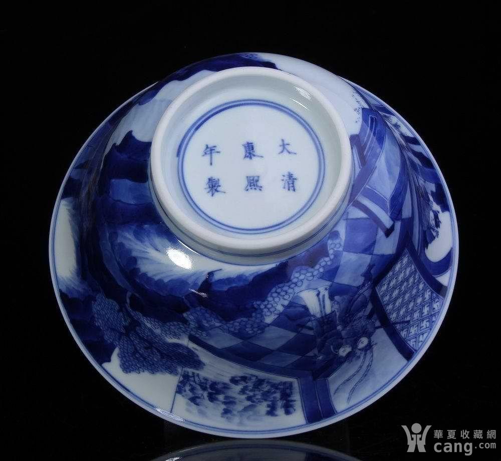 康熙青花翠毛蓝人物故事纹大碗