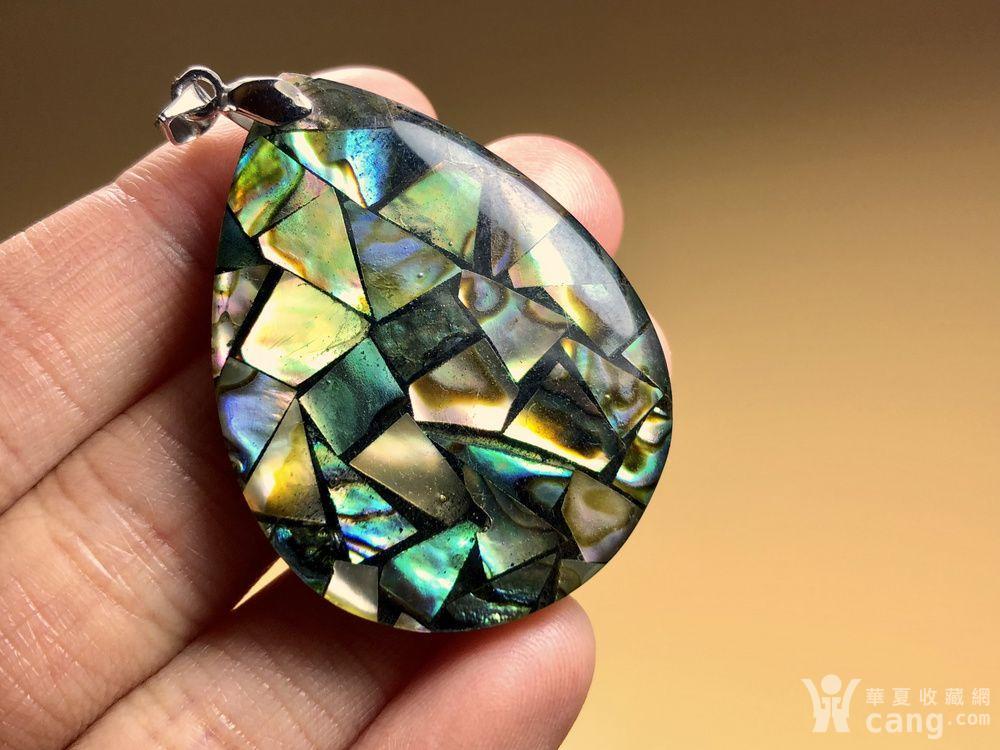 回流精品首饰 天然鲍鱼壳镶嵌吊坠一枚