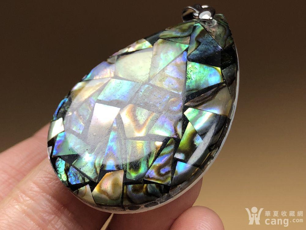 回流精品首饰 天然鲍鱼壳镶嵌吊坠一枚