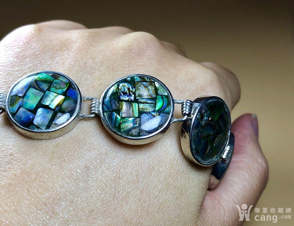 欧洲回流 精品天然鲍鱼壳镶嵌手链一条