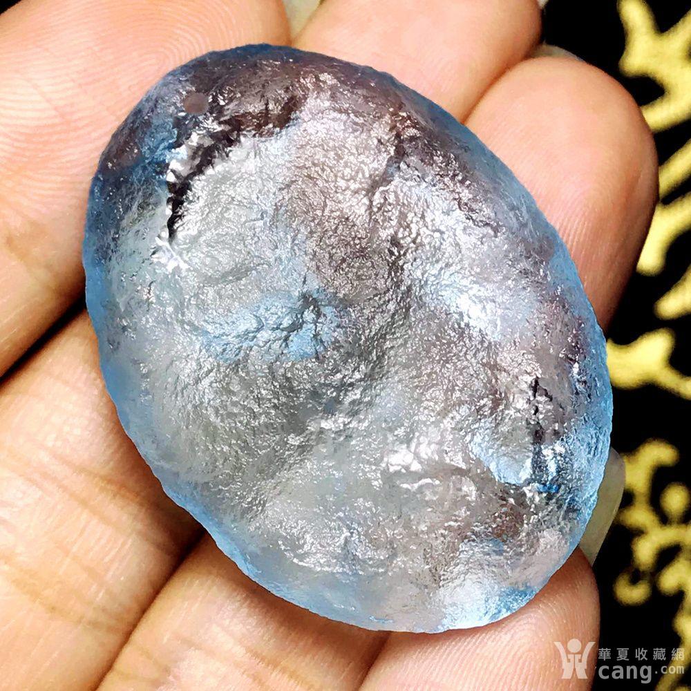 纯天然俄罗斯蓝陨石精品天空蓝玻璃陨石原石吊坠