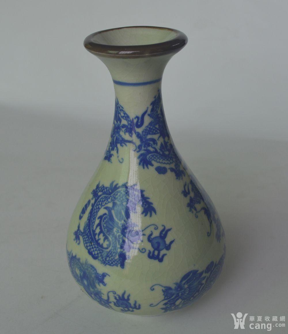 酱口豆青釉龙纹玉壶瓶 - 当代 - 瓷器 - 华夏收藏网