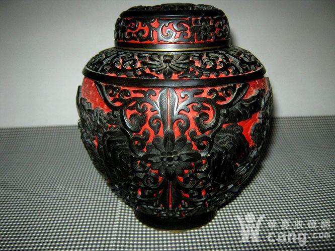 晚清铜胎剔红剔黑罐子 - 漆器 - 杂项 - 华夏收藏网
