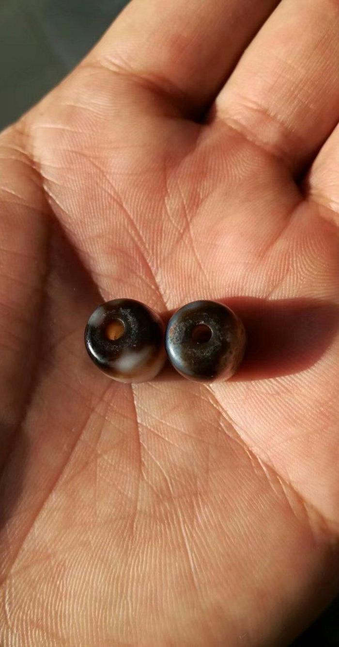 清代小天珠一对