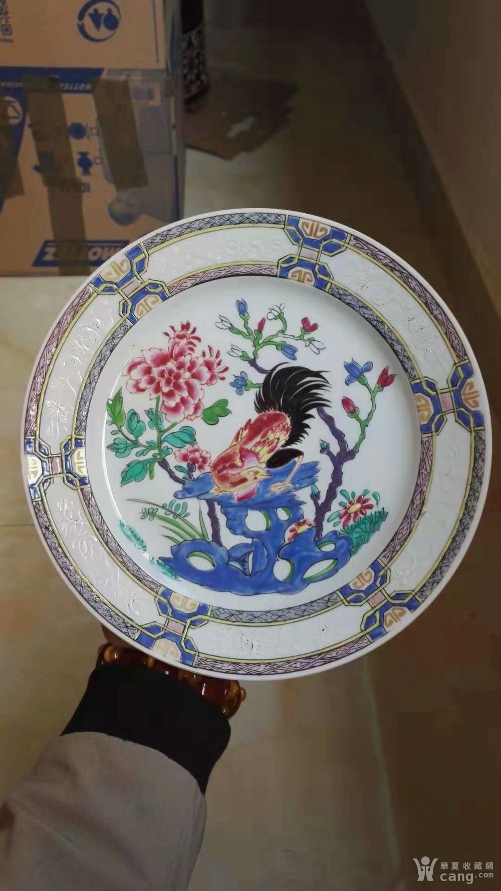 清粉彩公鸡盘 清 瓷器 华夏收藏网