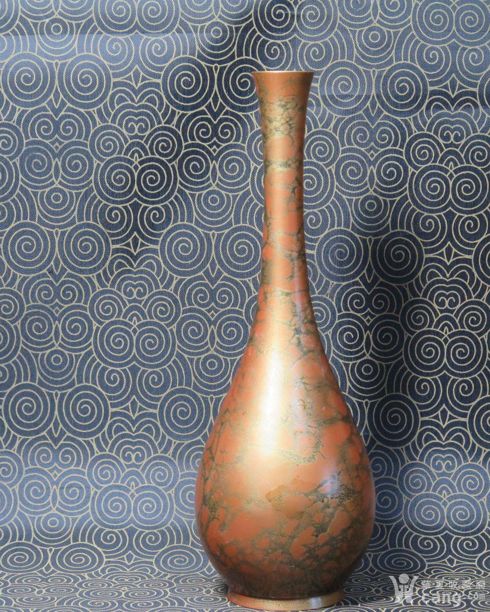 明治时期雪花铜观音瓶