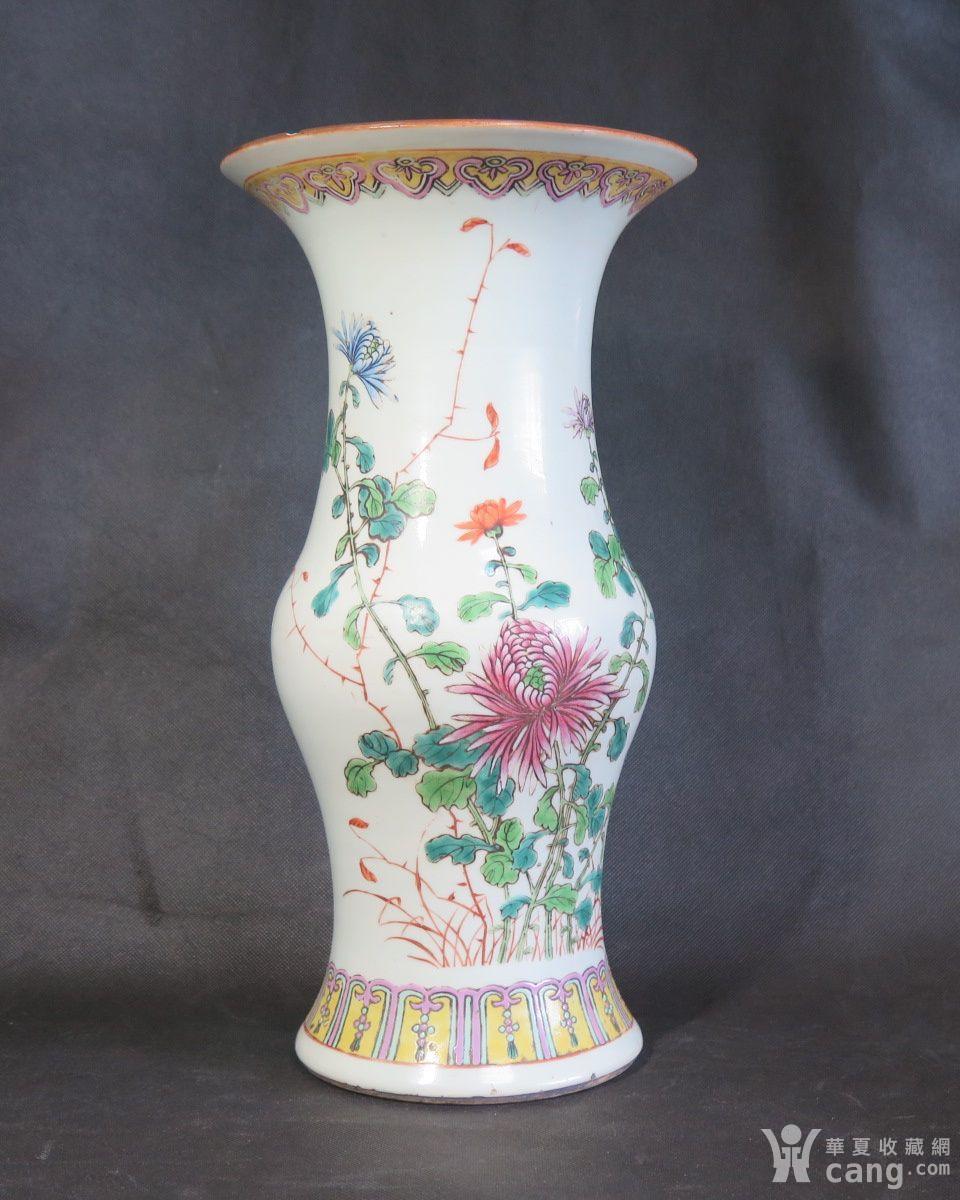 清代37cm福寿满堂粉彩大花觚