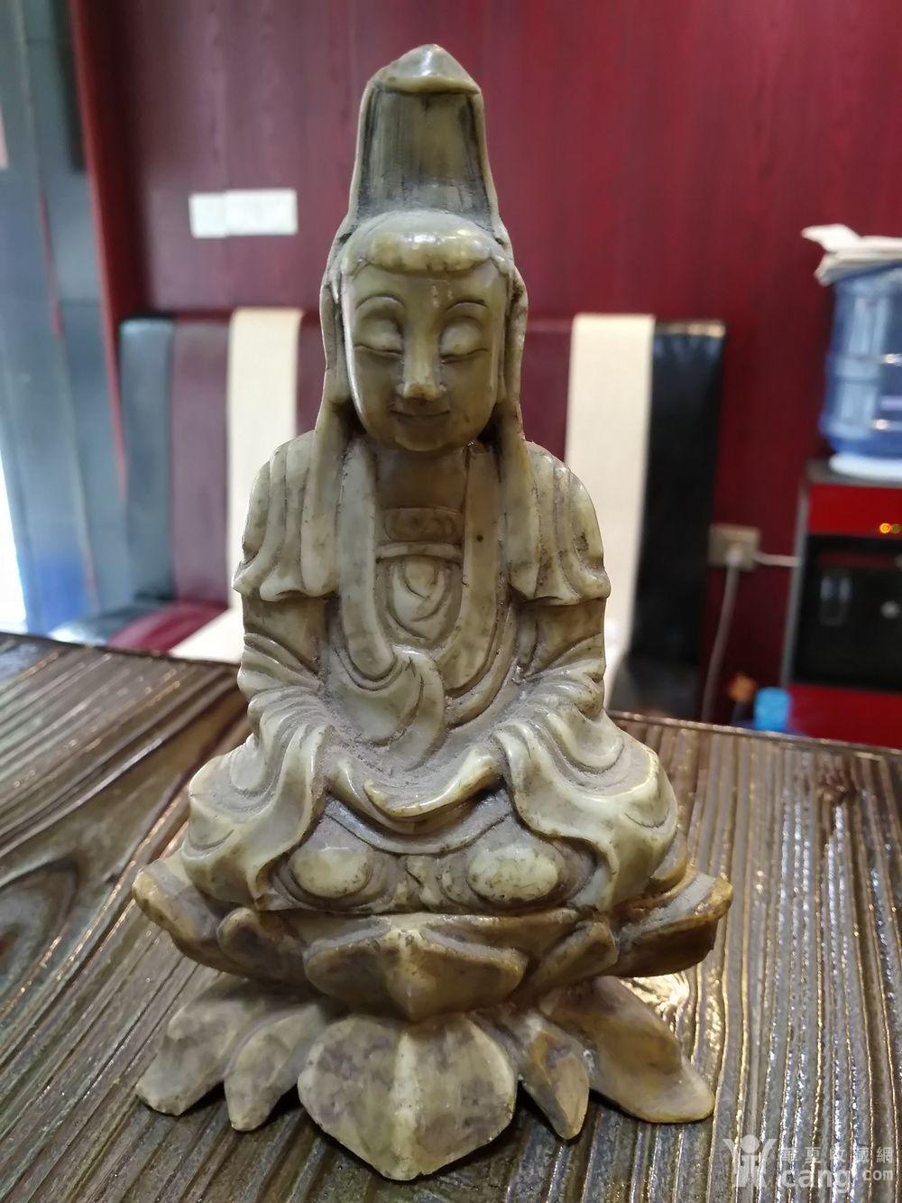 明代寿山石雕观音坐莲像
