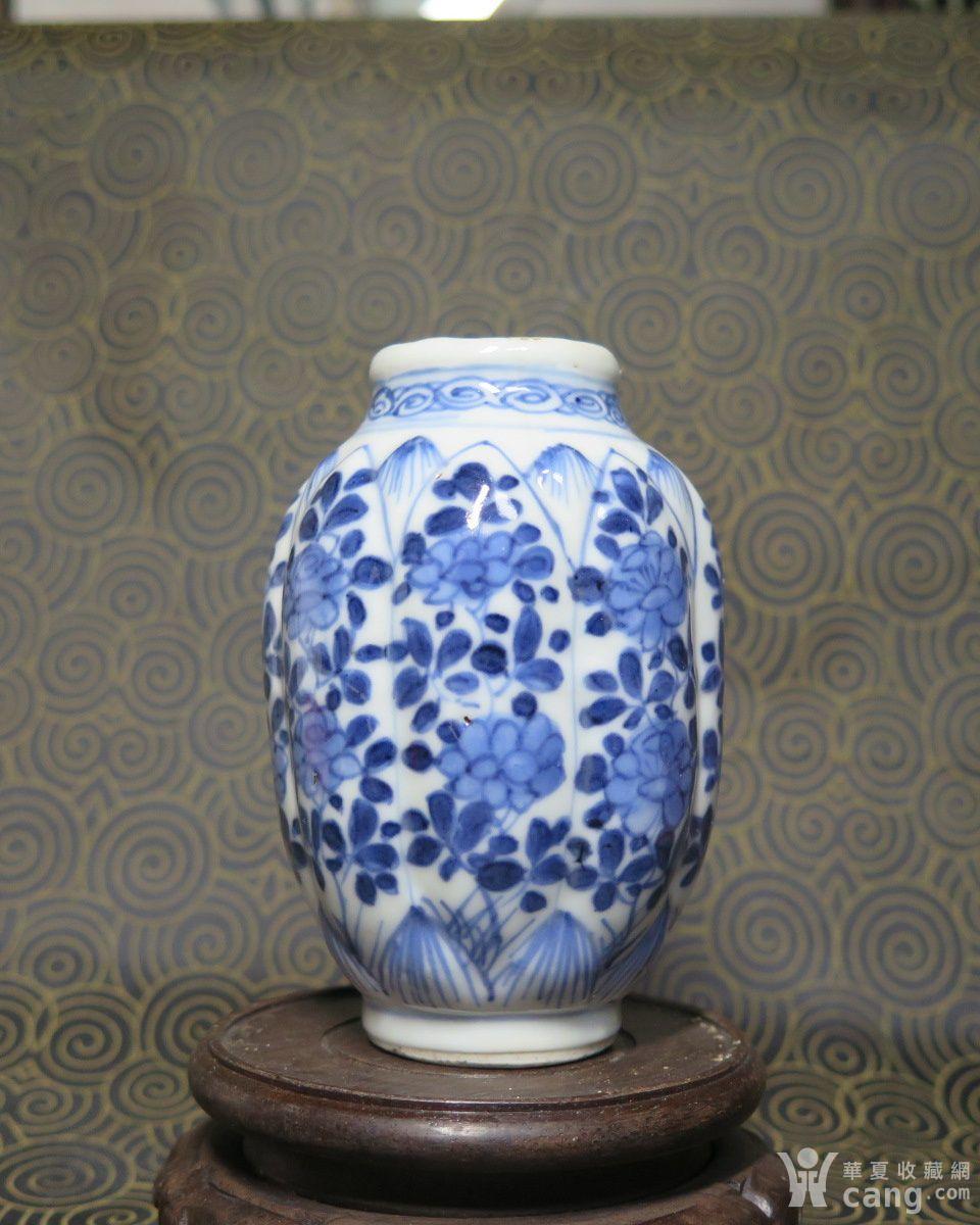 精品 清代康熙莲花海草纹莲子罐