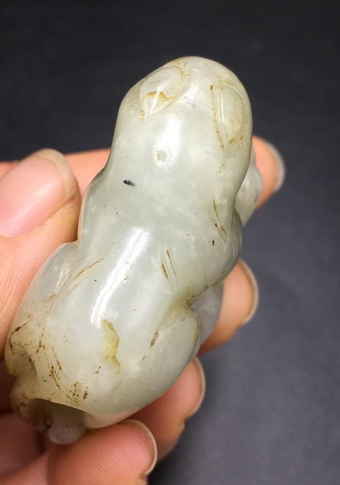 联盟 明代和田青白玉獾挂件