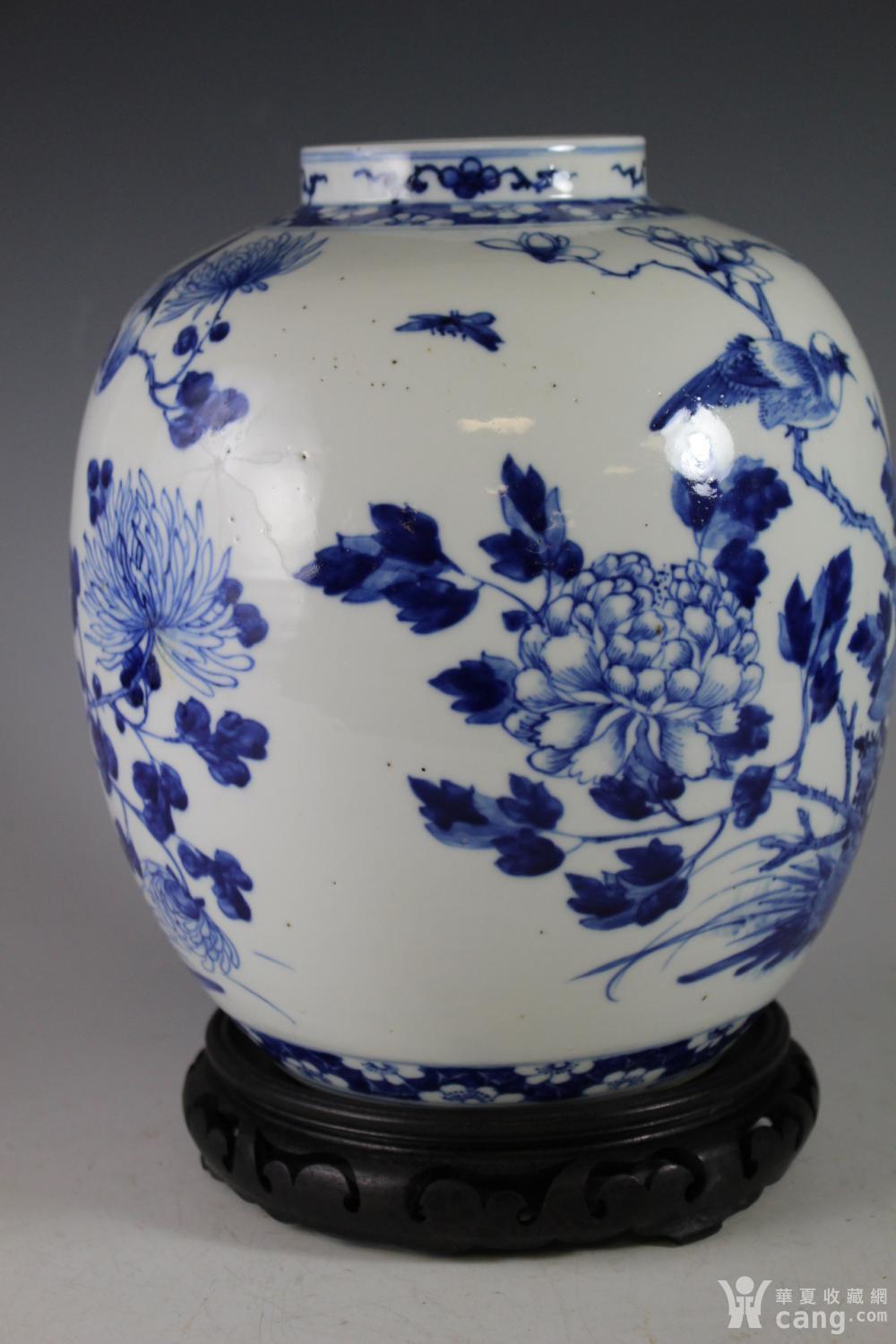 金牌店 清康熙后期青花花鸟大罐 - 清 - 瓷器 - 华夏收藏网