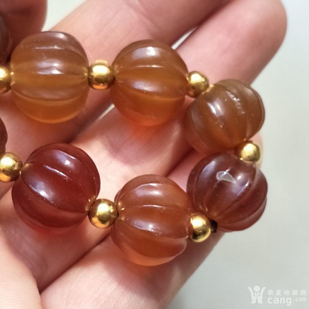 精品冰糖老玛瑙瓜珠手串,品相一流,直径14-19mm 象征性超低起拍,只为