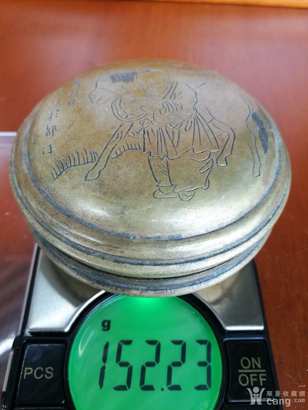 真品 清,永宜昌款 白铜 马童纹 印泥合:152克 - 铜器 - 仿古工艺品