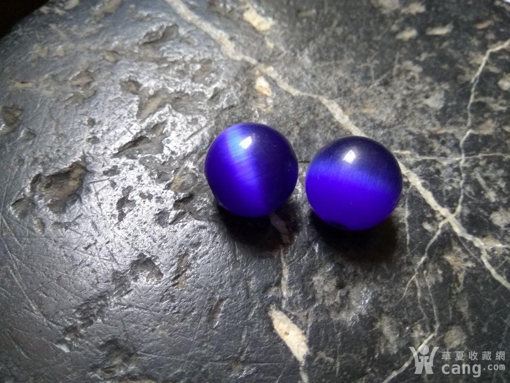 清代 蓝宝猫眼石对珠 - 彩色宝石 - 珠宝 - 华夏收藏网