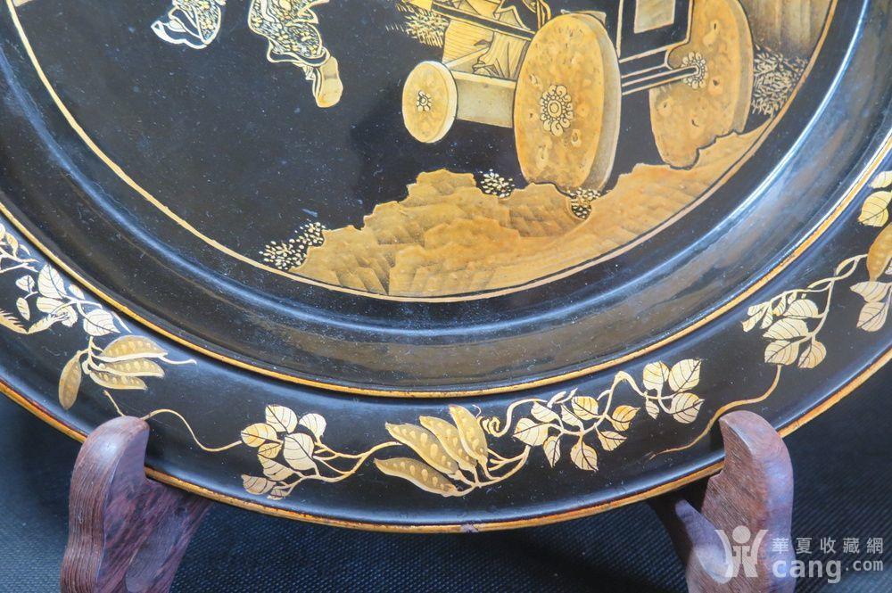 精品 清代戏剧人物黑漆描金大漆盘 - 漆器 - 杂项 - 华夏收藏网