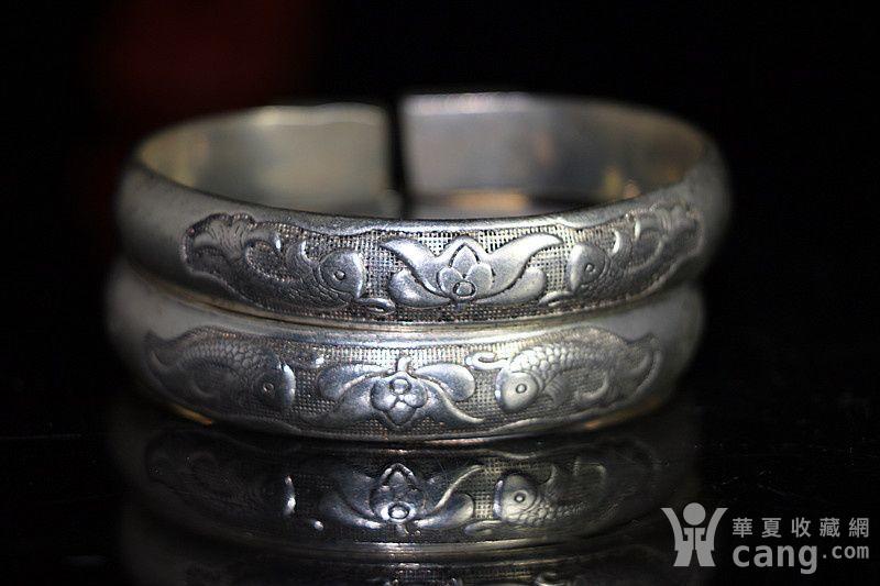 老福寿双鱼银手镯