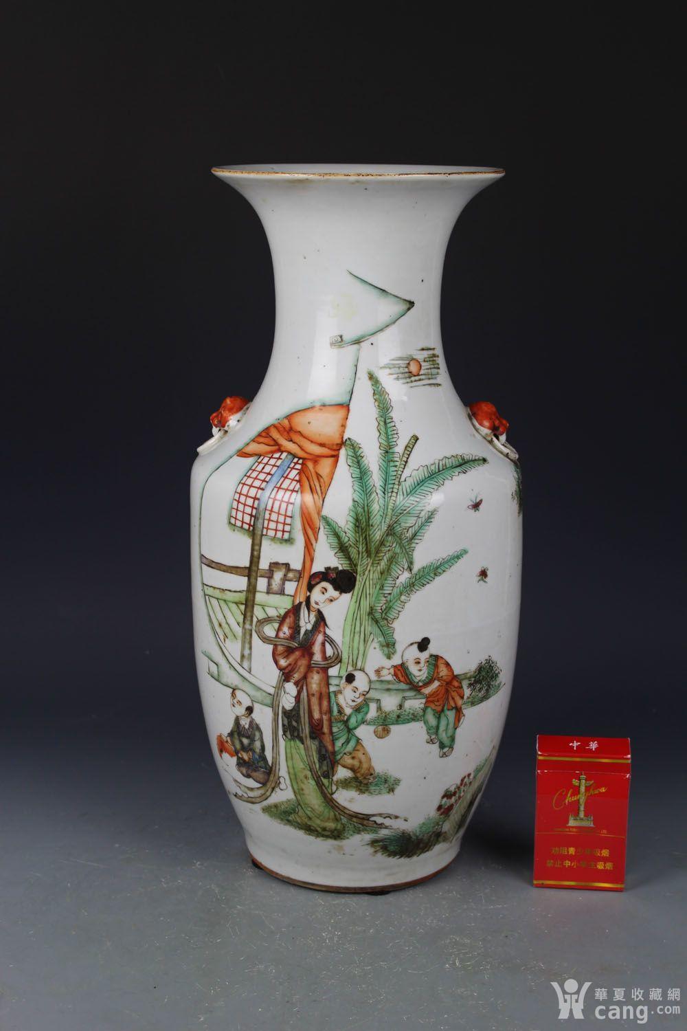 金牌 民国名家曾升太作新粉彩人物故事兽耳大瓶