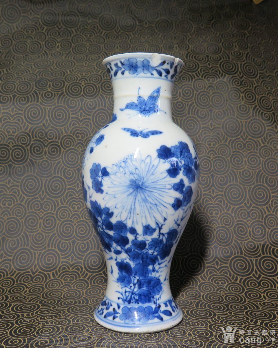 清代福寿齐天青花观音瓶